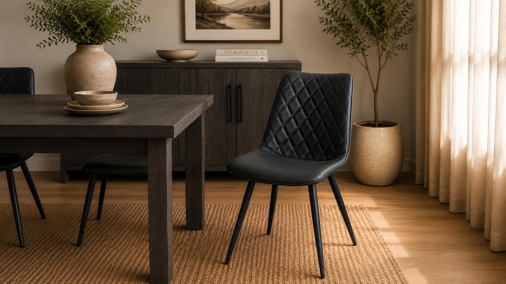 Milford Dining Chair (Black PU Leather)