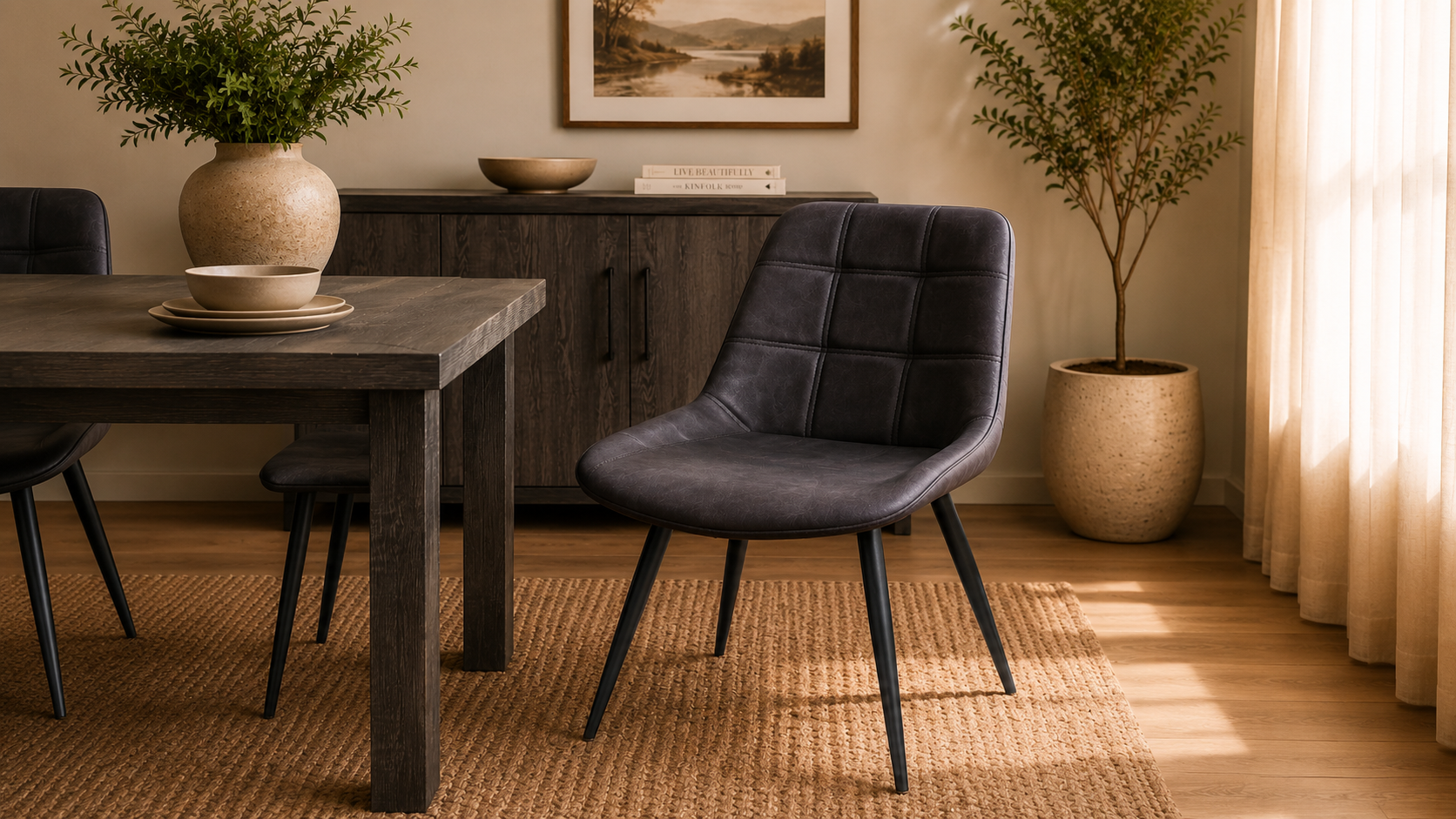 Bolton Dining Chair (Grey PU Leather)