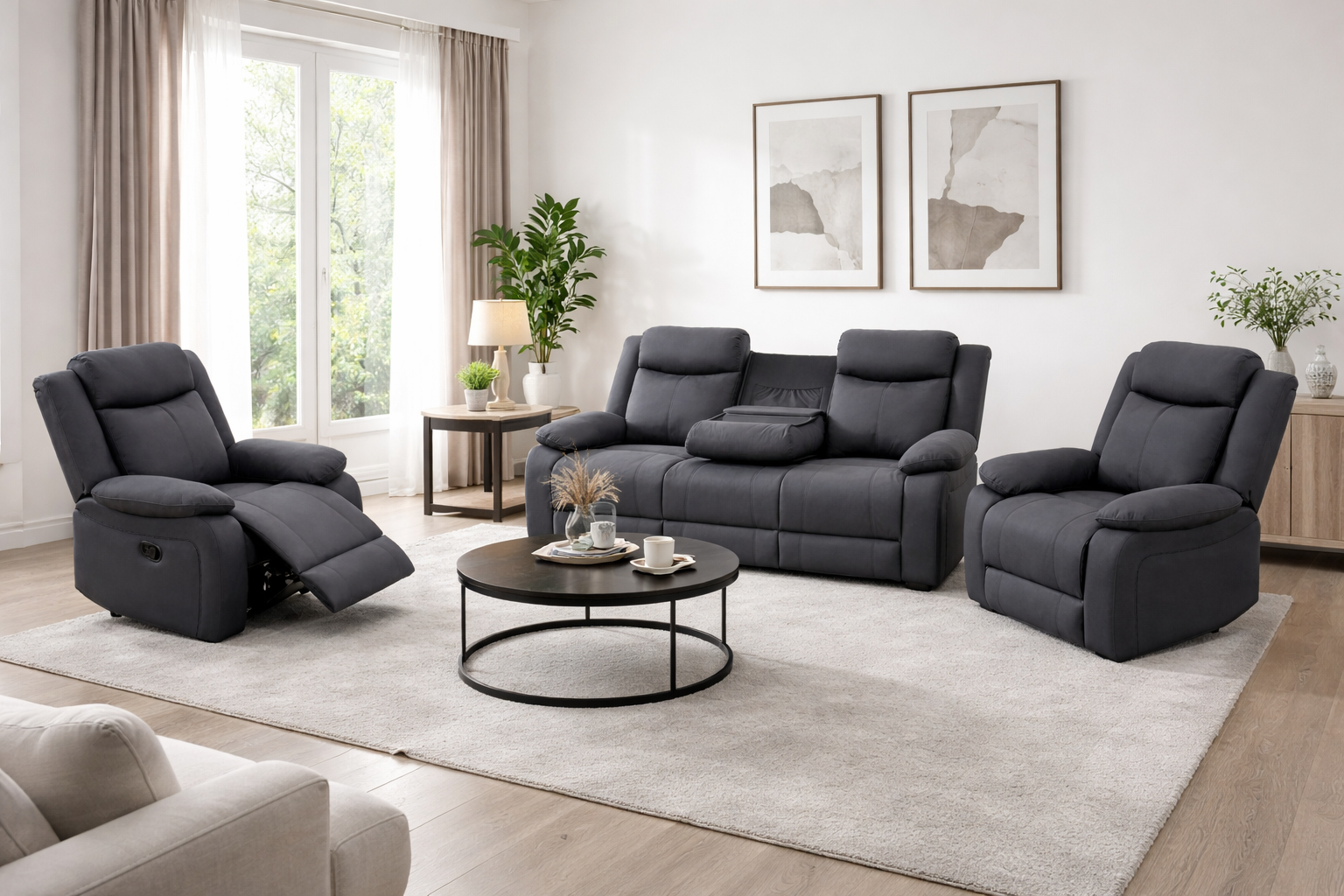 Bayless 3 +1 +1 Seater lounge ONYX black