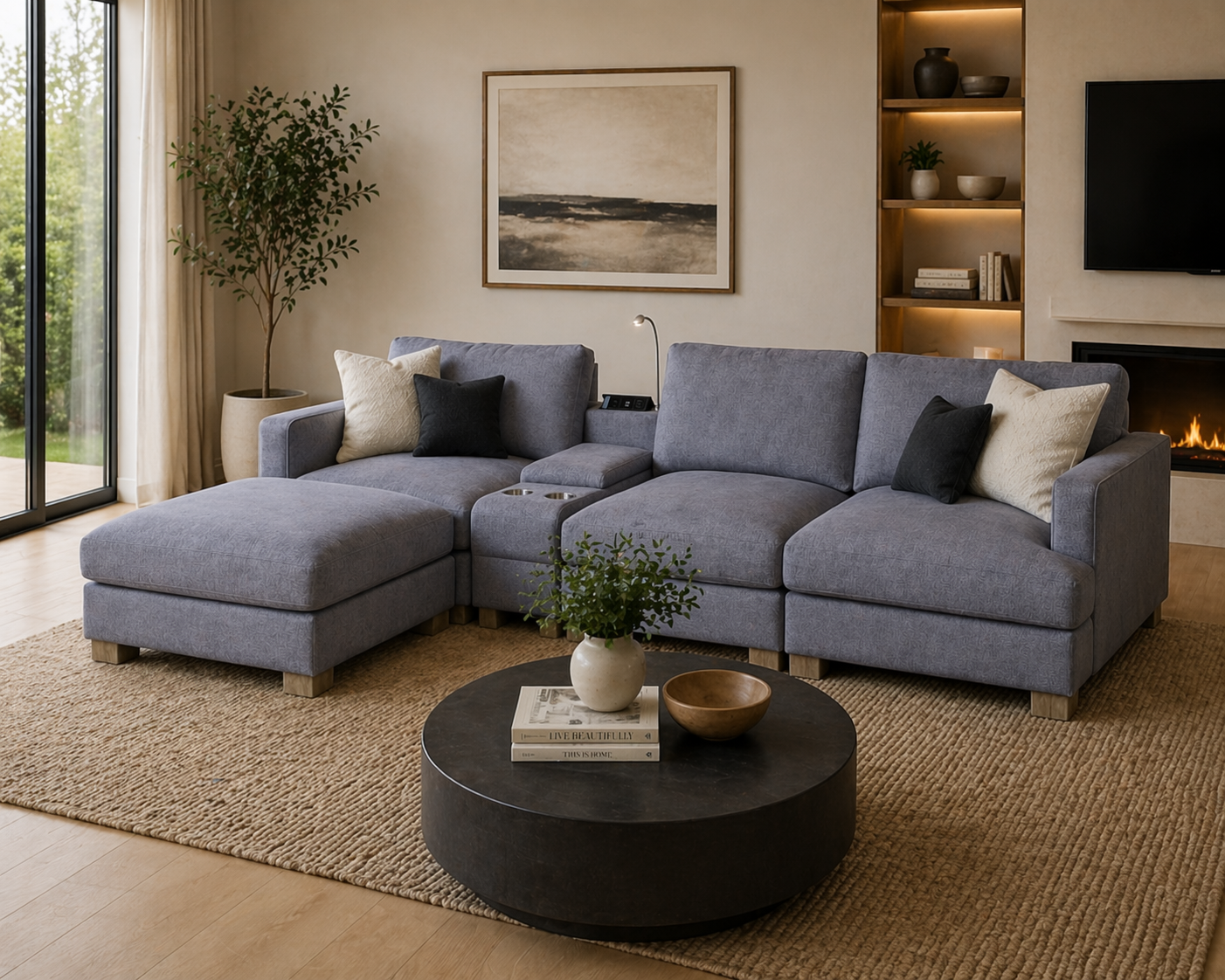 York 3 Seater Lounge Suite With Ottoman (Grey)