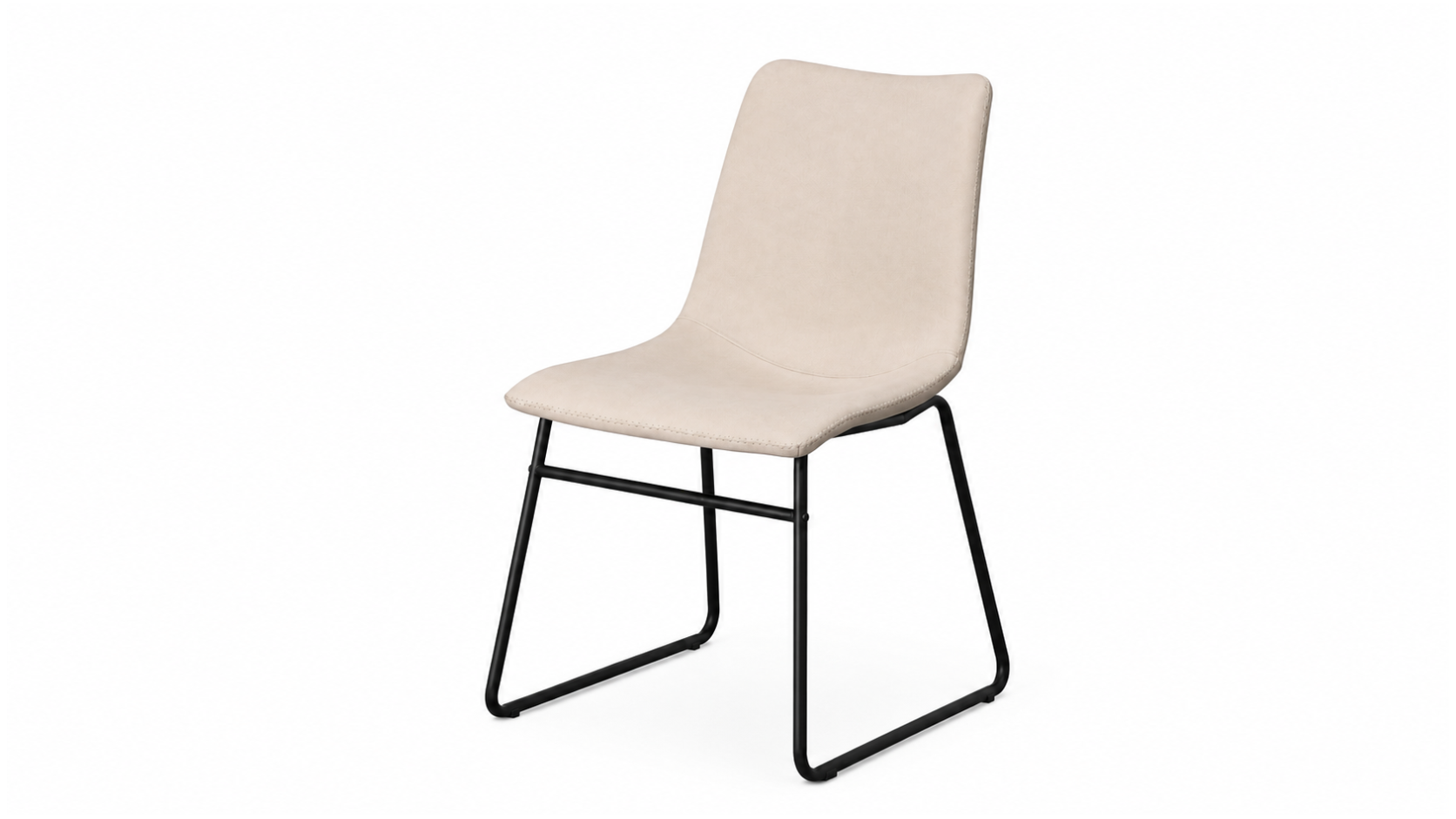 Oxford Beige Linen Fabric Chair With Cream Stitching