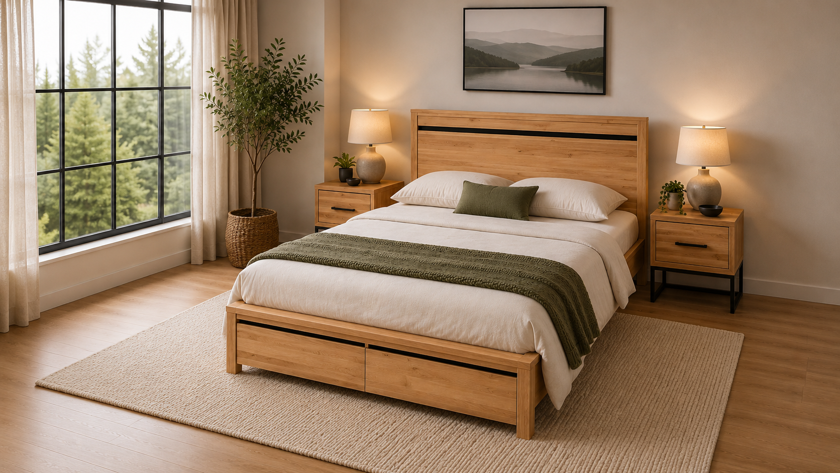 Belmont King Bed With 2 Storage Draws