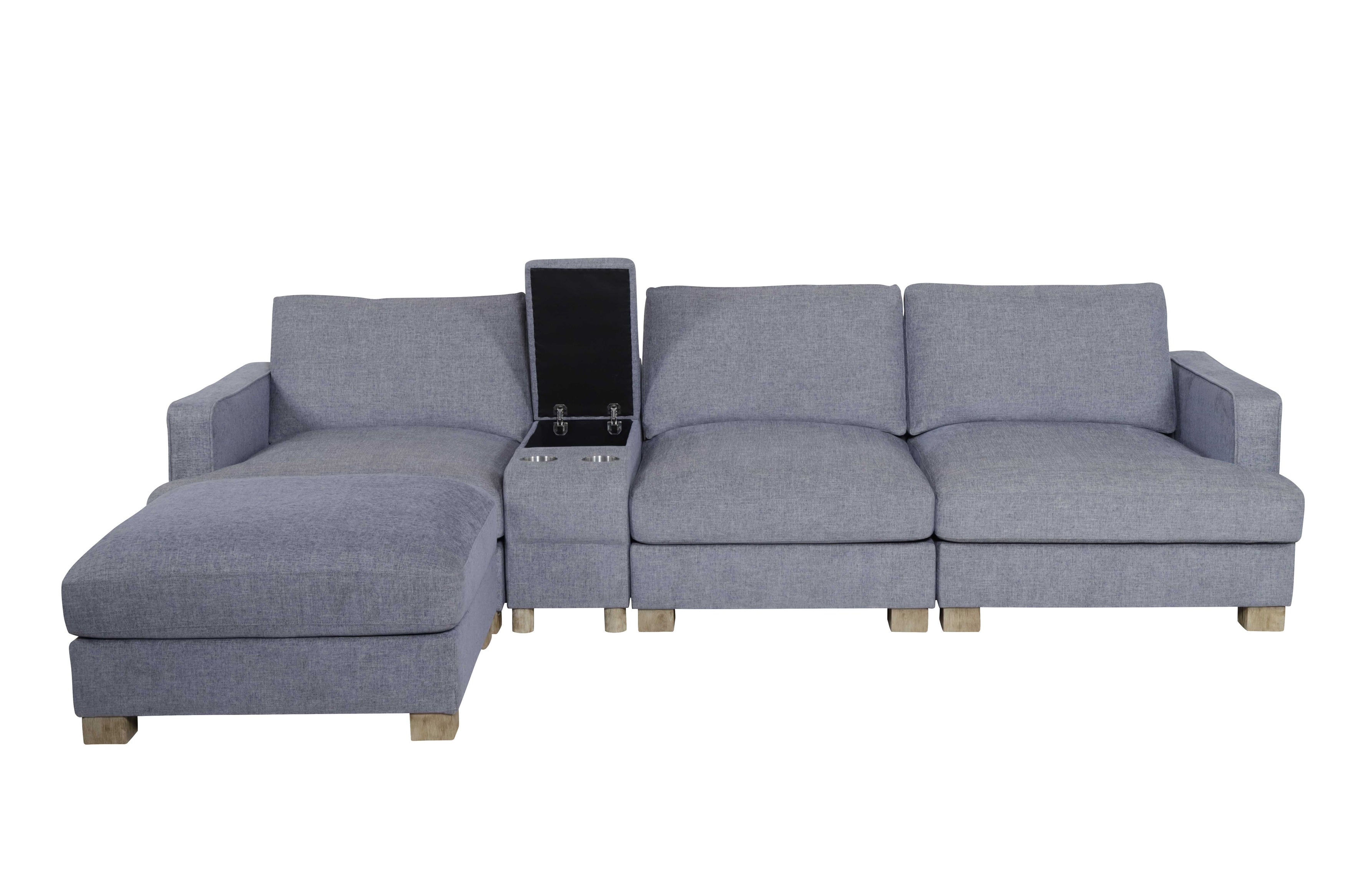 York 3 Seater Lounge Suite With Ottoman (Grey)