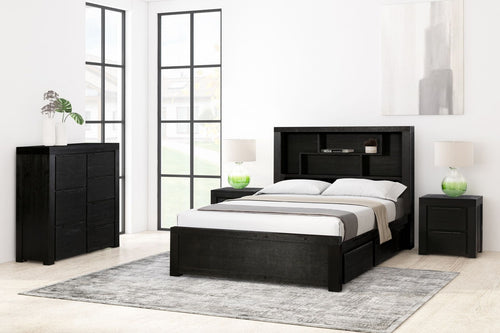 Barcelona Queen Bed (Black) With 4 Storage Draws