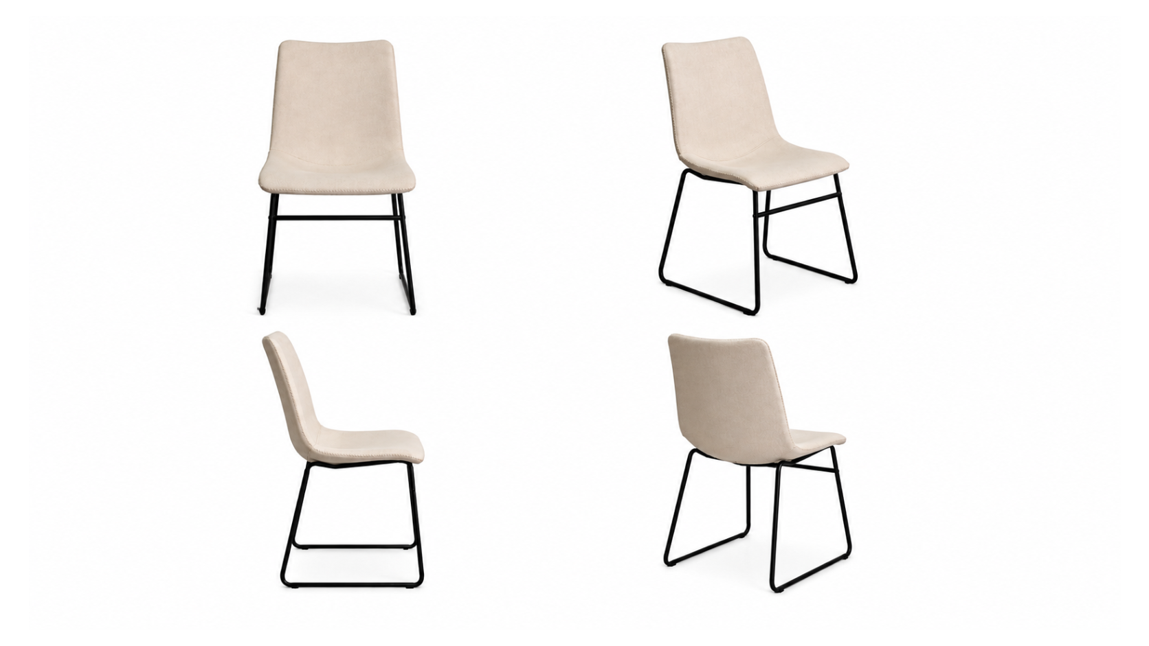 Oxford Beige Linen Fabric Chair With Cream Stitching