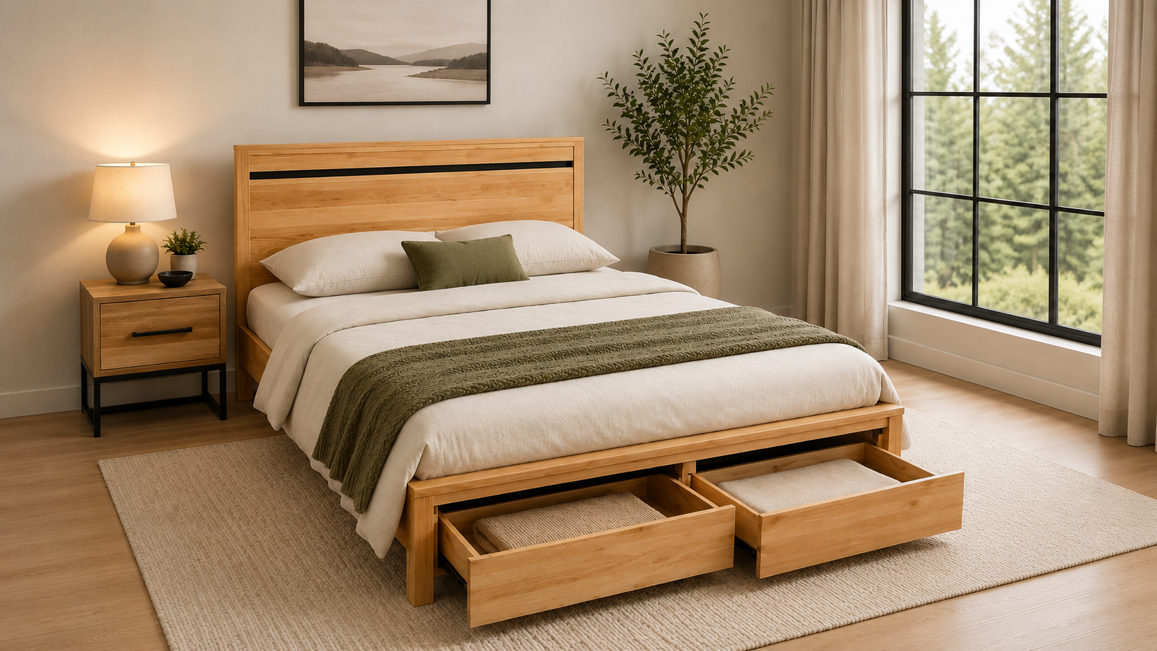 Belmont King Bed With 2 Storage Draws